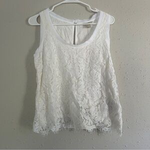 Banana Republic White Lace Tank Top Blouse Neutral Formal Summer Small Petite